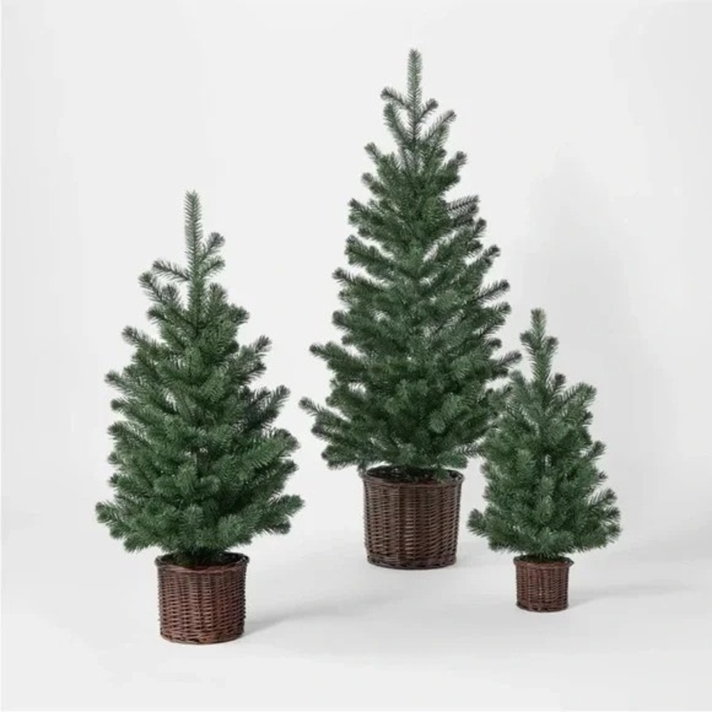 Set of 3 Faux Spruce Artificial Christmas Trees - Threshold Studio McGee, Target